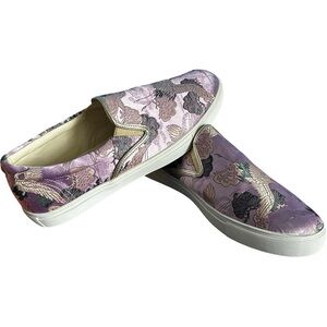 Johnny Was Embroidered Boho Crane Slip-On Shoes